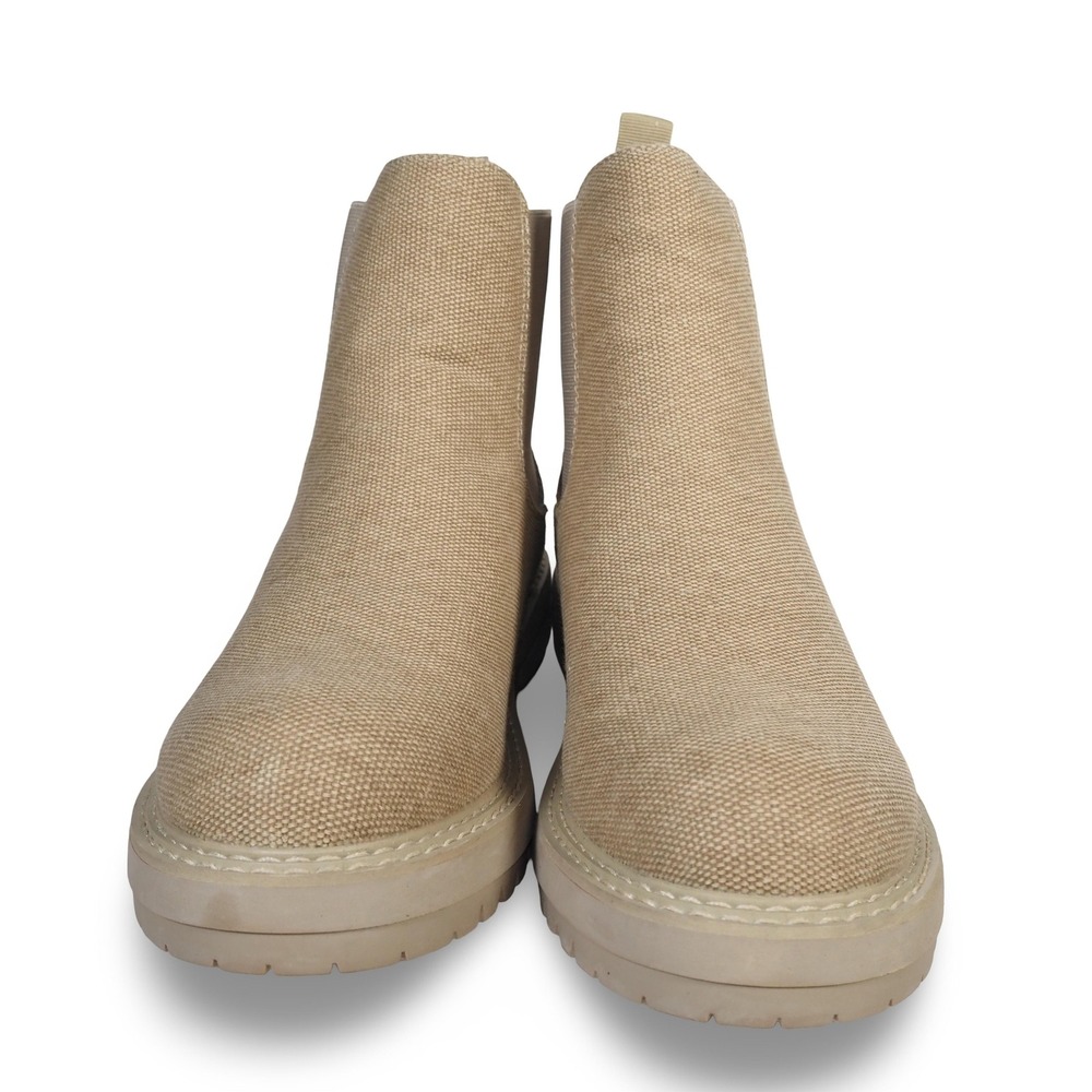 Dune Chase Canvas Chelsea Boots Tan Womens 10 Chunky Lug Sole Ankle Booties - Picture 3 of 11